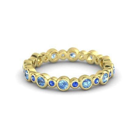 ATJewels Aquamarine 14k Yellow Gold Over 925 Sterling Silver Blue Sapphire Seed & Pod Eternity Engagement Wedding Band Ring - atjewels.in