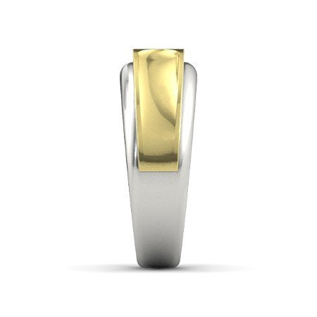 atjewels Princess Cut CZ Band Ring In 18K Yellow & White Gold Over Sterling Silver For Men's MOTHER'S DAY SPECIAL OFFER - atjewels.in