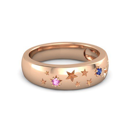atjewels 14K Rose Gold Over .925 Sterling Silver Round XCut Shapphire Star Band Ring MOTHER'S DAY SPECIAL OFFER - atjewels.in