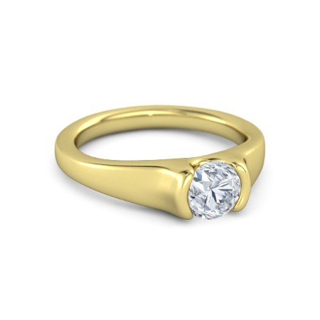 atjewels 14K Yellow Gold Plated .925 Sterling Silver Round Cut White Cubic Zircon Solitaire Ring For Women's MOTHER'S DAY SPECIAL OFFER - atjewels.in