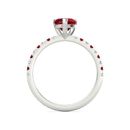 atjewels 925 Sterilng Silver Heart Shape Garnet & Round Cut White CZ Band Ring MOTHER'S DAY SPECIAL OFFER - atjewels.in