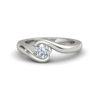 atjewels 14K White Gold Over .925 Silver Channel Setting Promise Ring For Women's Free Sizing - atjewels.in