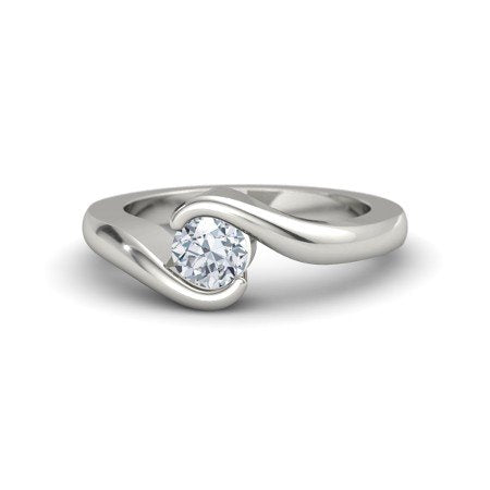 atjewels 14K White Gold Over .925 Silver Channel Setting Promise Ring For Women's Free Sizing - atjewels.in