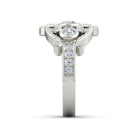 atjewels 14k White Gold On 925 Silver White Simulated Diamond  Princess M Engagement Ring MOTHER'S DAY SPECIAL OFFER - atjewels.in