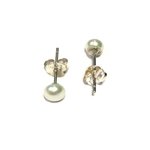atjewels Round White Pearl .925 Sterling Silver Stud Earrings For Girl's & Women's For Navratri Special - atjewels.in