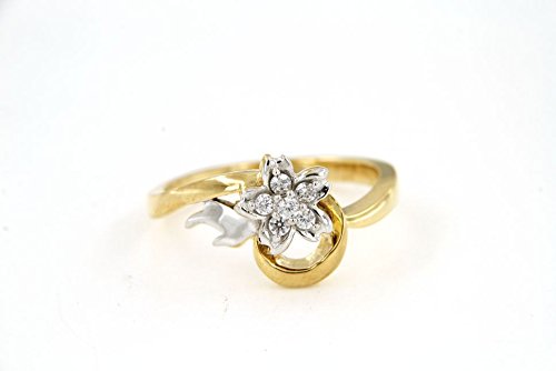 atjewels 0.25 CT 14K Solid Yellow Gold Plated On 925 Sterling Silver Round Cut With White Cubic Zirconia Cocktail Flower Ring For Women's MOTHER'S DAY SPECIAL OFFER - atjewels.in