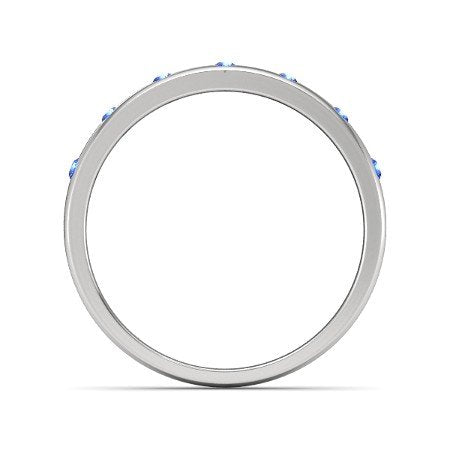 White Gold Plated on 925 Sterling Round Cut Blue Sapphire Band Ring For Women MOTHER'S DAY SPECIAL OFFER - atjewels.in