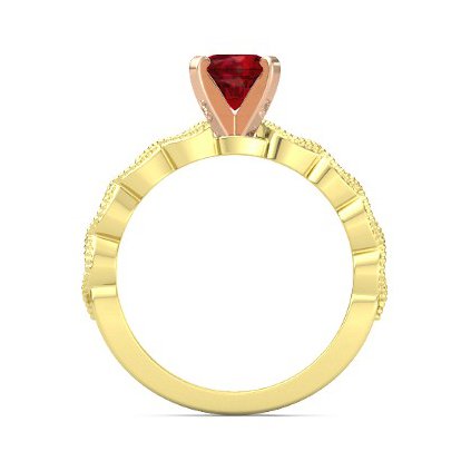 atjewels Round Cut Red Ruby & White CZ .14K Two Tone Gold On 925 Sterling Silver Solitaire with Accents Ring For Women's and Girl's For MOTHER'S DAY SPECIAL OFFER (6.0)MOTHER'S DAY SPECIAL OFFER - atjewels.in