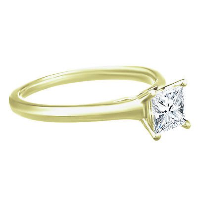 14k Yellow Gold Over .925 Silver Princess Zirconia Solitaire Engagement Ring MOTHER'S DAY SPECIAL OFFER - atjewels.in