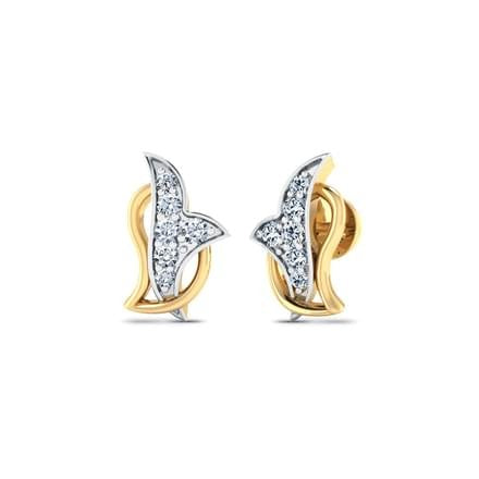 atjewels Round White Zirconia 14K Twotone Gold Plated on 925 Silver Stylish Stud Earrings MOTHER'S DAY SPECIAL OFFER - atjewels.in