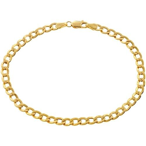 14k Yellow Gold Over 925 Sterling Silver Flat Cuban Curb Link Men's 8" Bracelet - atjewels.in