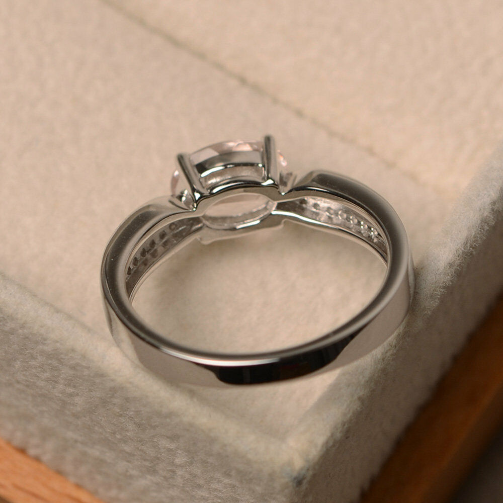 2 CT Oval Cut Morganite 14k White Gold Over Solitaire With Accents Diamond Ring - atjewels.in