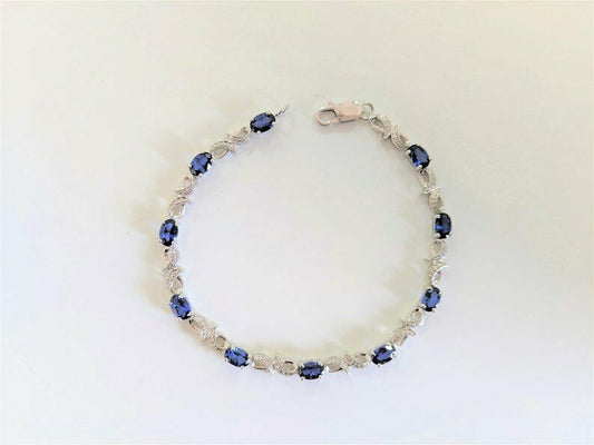 8CT Oval Cut Shappire 14k White Gold Over Wedding Diamond 7'' Tennis Bracelet - atjewels.in