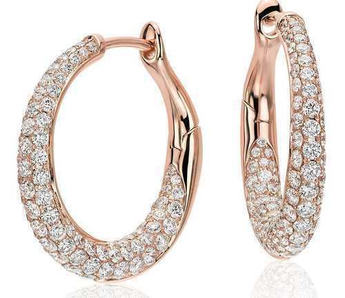 2 CT Brilliant Round Cut Diamond 14k Rose Gold Over HuggieWedding Hoop Earrings - atjewels.in