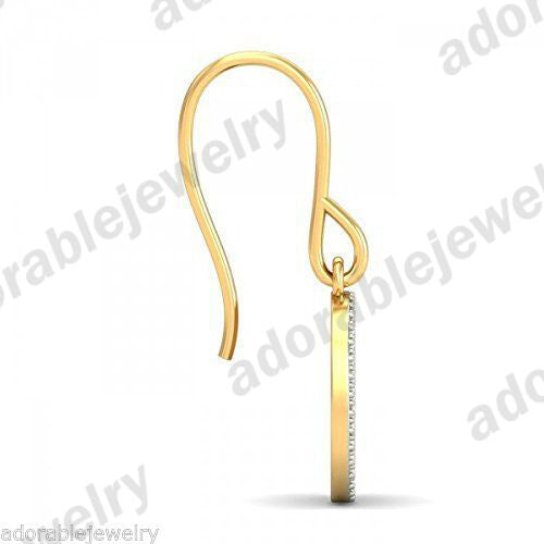 14k Yellow Gold Over Round Cut Diamond Drop Dangle Fashion Leaverback Earrings - atjewels.in