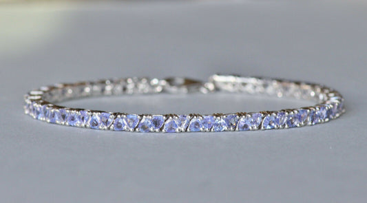 16 CT Trillion Cut Tanzanite 14k White Gold Over Tennis Link 7" Wedding Bracelet - atjewels.in