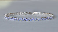 16 CT Trillion Cut Tanzanite 14k White Gold Over Tennis Link 7" Wedding Bracelet - atjewels.in