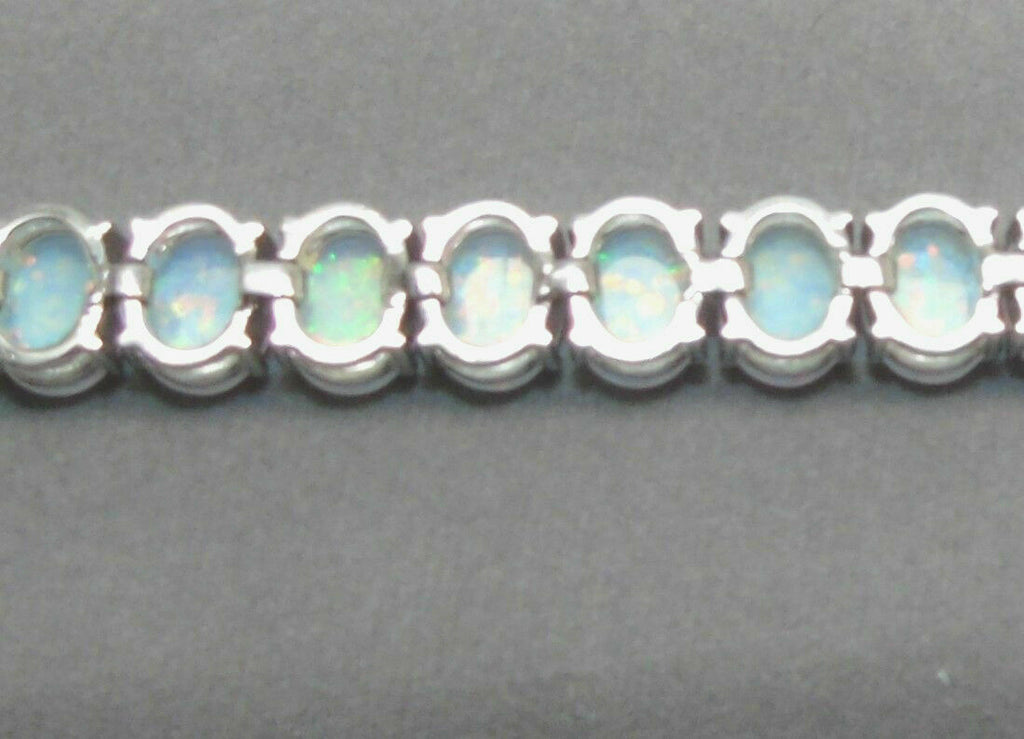 20 CT Oval Cut White Fire Opal 14k White Gold Over Adjutable Tennis 7" Bracelet - atjewels.in