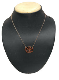 14k Rose Gold Over 925 Sterling Silver Filigree Style Flower Pendant 16" W/Chian - atjewels.in