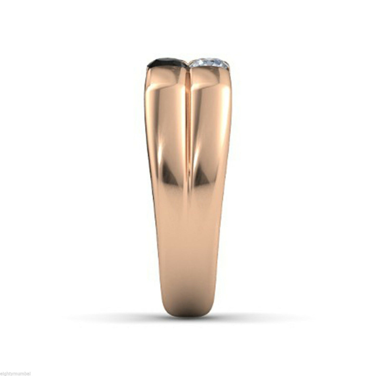 0.20 Ct Round Cut Diamond 14k Rose Gold Over Two Stone Men's Wedding Band Ring - atjewels.in