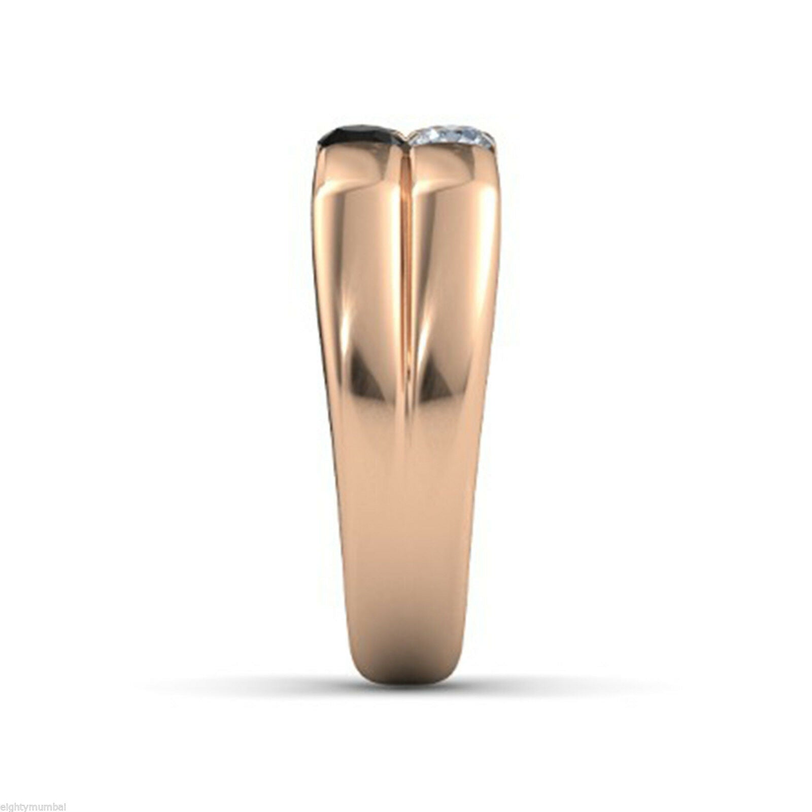 0.20 Ct Round Cut Diamond 14k Rose Gold Over Two Stone Men's Wedding Band Ring - atjewels.in