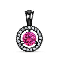 1/2 Ct Round Cut 14K Black Gold Over Diamond Sapphire Halo Engagement Pendant - atjewels.in