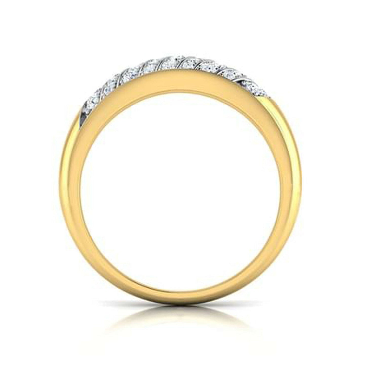 1 CT Round Cut Diamond Solid 14k Two-Tone Gold Over Engagement Band Wedding Ring - atjewels.in