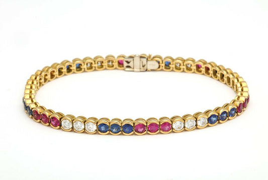 3 CT Round Cut Gemstones 14k Solid Yellow Gold Over Tennis 7" Women's Bracelet - atjewels.in