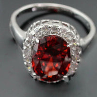 Oval Cut Red Ruby 14k White Gold Over Diamond Pendant Ring Earrings Jewelry Set - atjewels.in