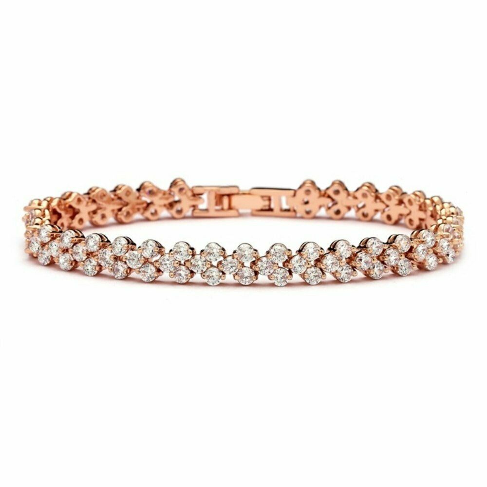15 CT Round Cut Diamond 14k Rose Gold Over Bridal Wedding Tennis 7" Bracelet - atjewels.in