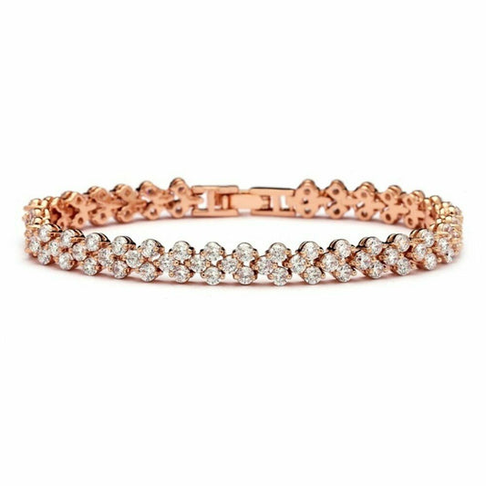 15 CT Round Cut Diamond 14k Rose Gold Over Bridal Wedding Tennis 7" Bracelet - atjewels.in