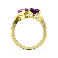 1 CT Heart Cut Amethyst 14k Yellow Gold Over Double Heart Engagement Womens Ring - atjewels.in