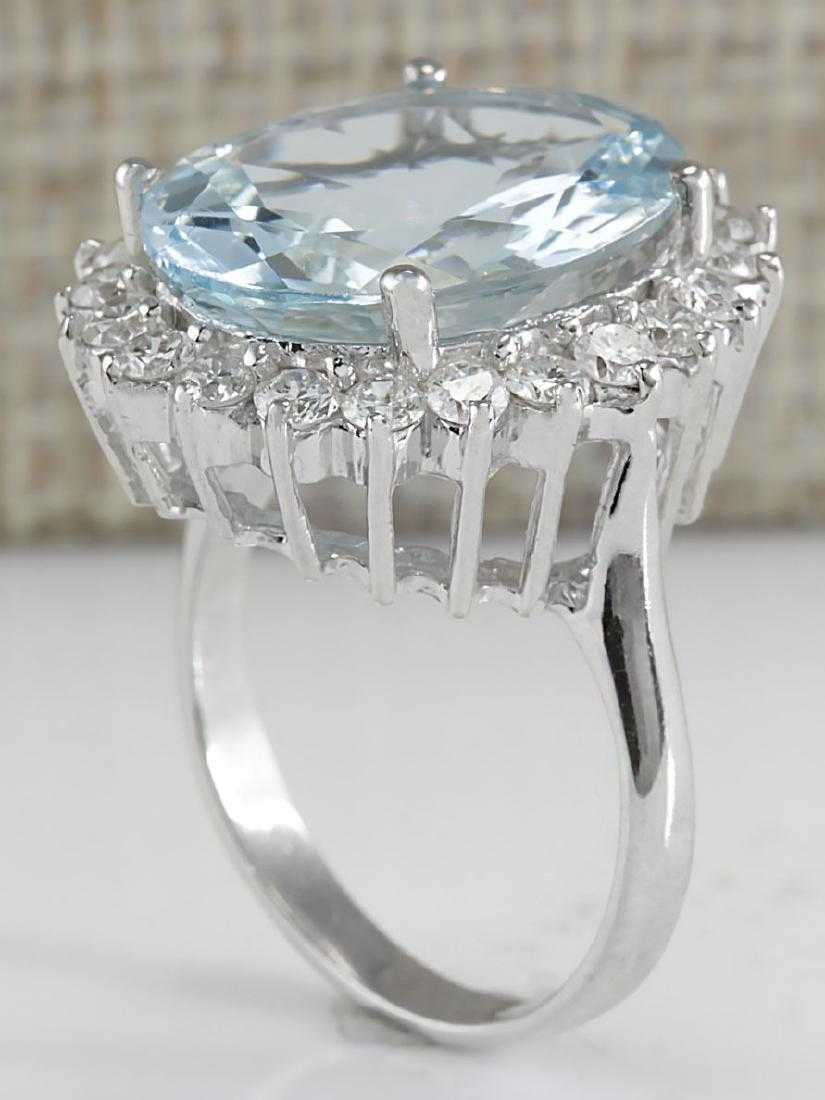 8CT Brilliant Oval Cut Aquamarine 14k White Gold Over Halo Party Wear Large Ring - atjewels.in