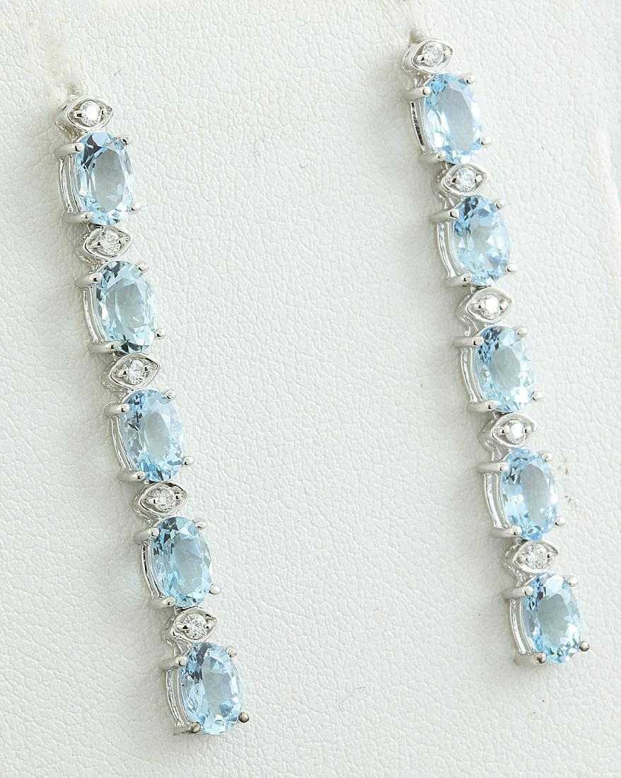 4 CT Oval Cut Aquamarine 14k White Gold Over Diamond Single Row Drop Earrings - atjewels.in
