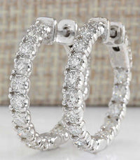 2.5 CT Brilliant Round Cut Diamond 14k White Gold Over Wedding Hoop Earrings - atjewels.in