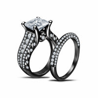 1 Ct Princess Cut Diamond 925 Sterling Silver Engagement Bridal Band Wedding Ring Set