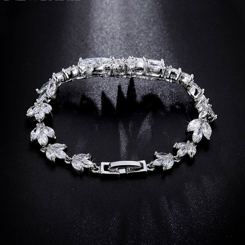 10 CT Marquise & Round Cut Diamond 14k White Gold Over Tennis Women's Bracelet - atjewels.in