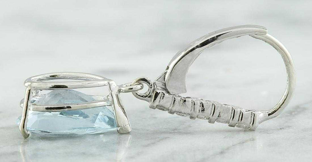 2 CT Pear Cut Aquamairne 14k White Gold Over Tear Drop Dangle Diamond Earrings - atjewels.in