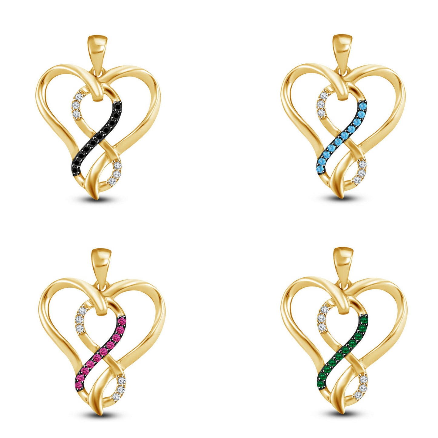 1/2Ct 14k Yellow Gold Over Round Cut Diamond Infinity Love Heart Women's Pendant - atjewels.in