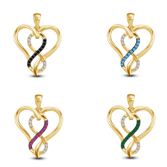 1/2Ct 14k Yellow Gold Over Round Cut Diamond Infinity Love Heart Women's Pendant - atjewels.in