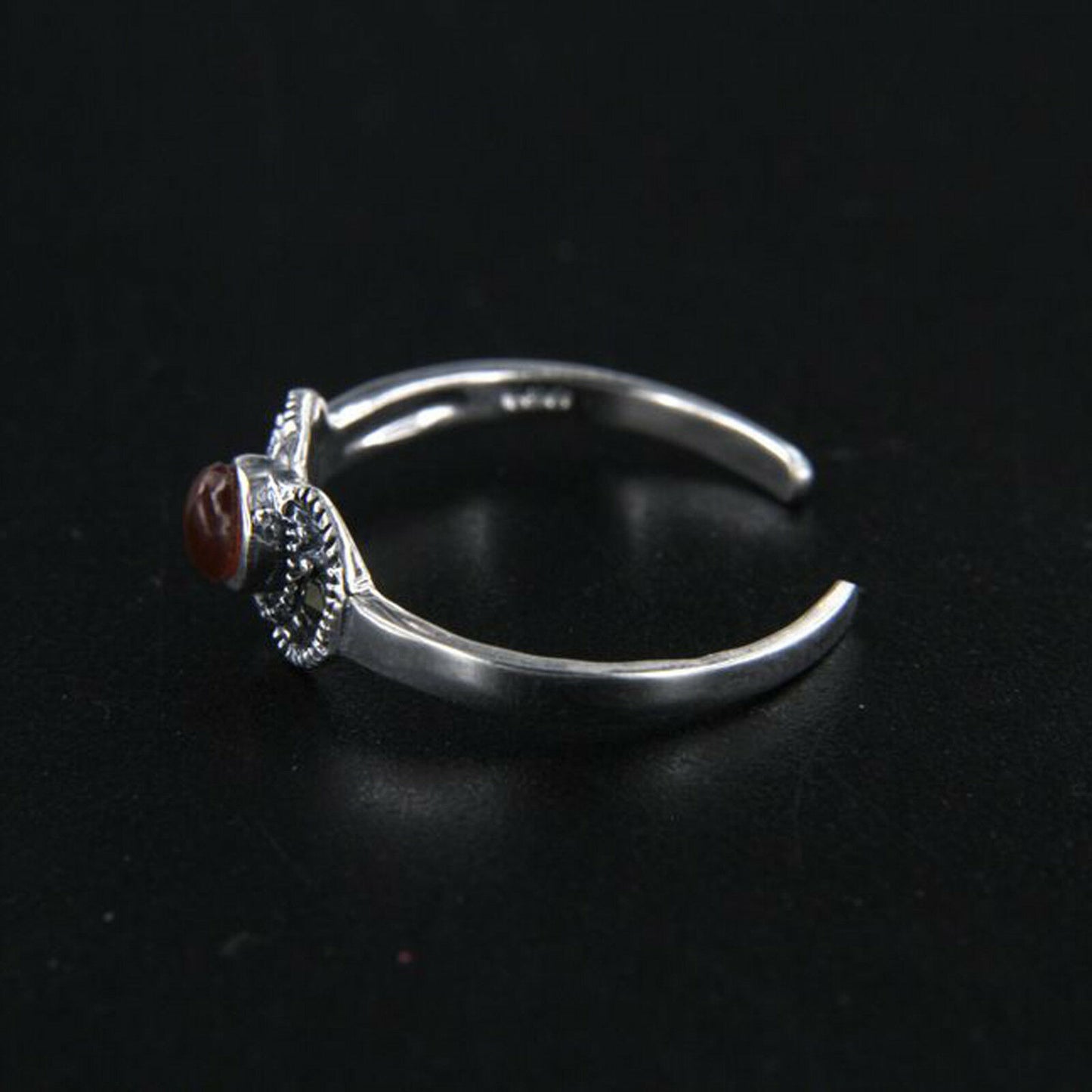 14k White Gold Over Round Cut Red Onyx Adjustable Midi Toe Ring Women's Jewelry - atjewels.in