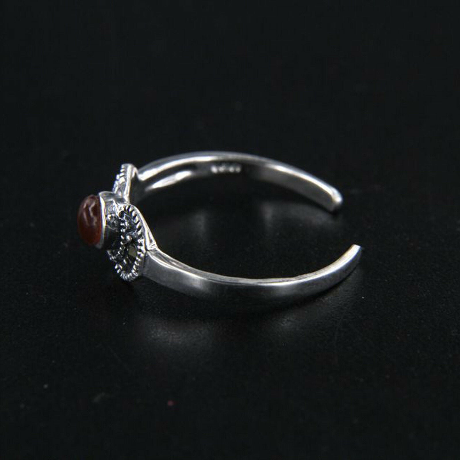 14k White Gold Over Round Cut Red Onyx Adjustable Midi Toe Ring Women's Jewelry - atjewels.in