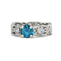 1/2 Ct Round Cut Blue Topaz & Diamond Disney Princess Merida Engagement Ring - atjewels.in