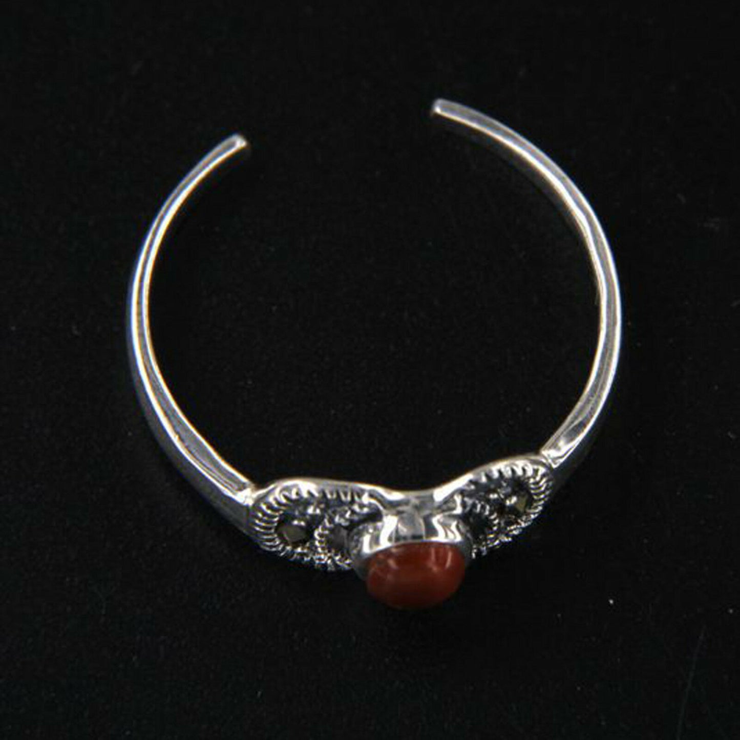 14k White Gold Over Round Cut Red Onyx Adjustable Midi Toe Ring Women's Jewelry - atjewels.in