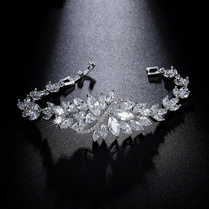 10 CT Marquise & Round Cut Diamond 14k White Gold Over Tennis Women's Bracelet - atjewels.in