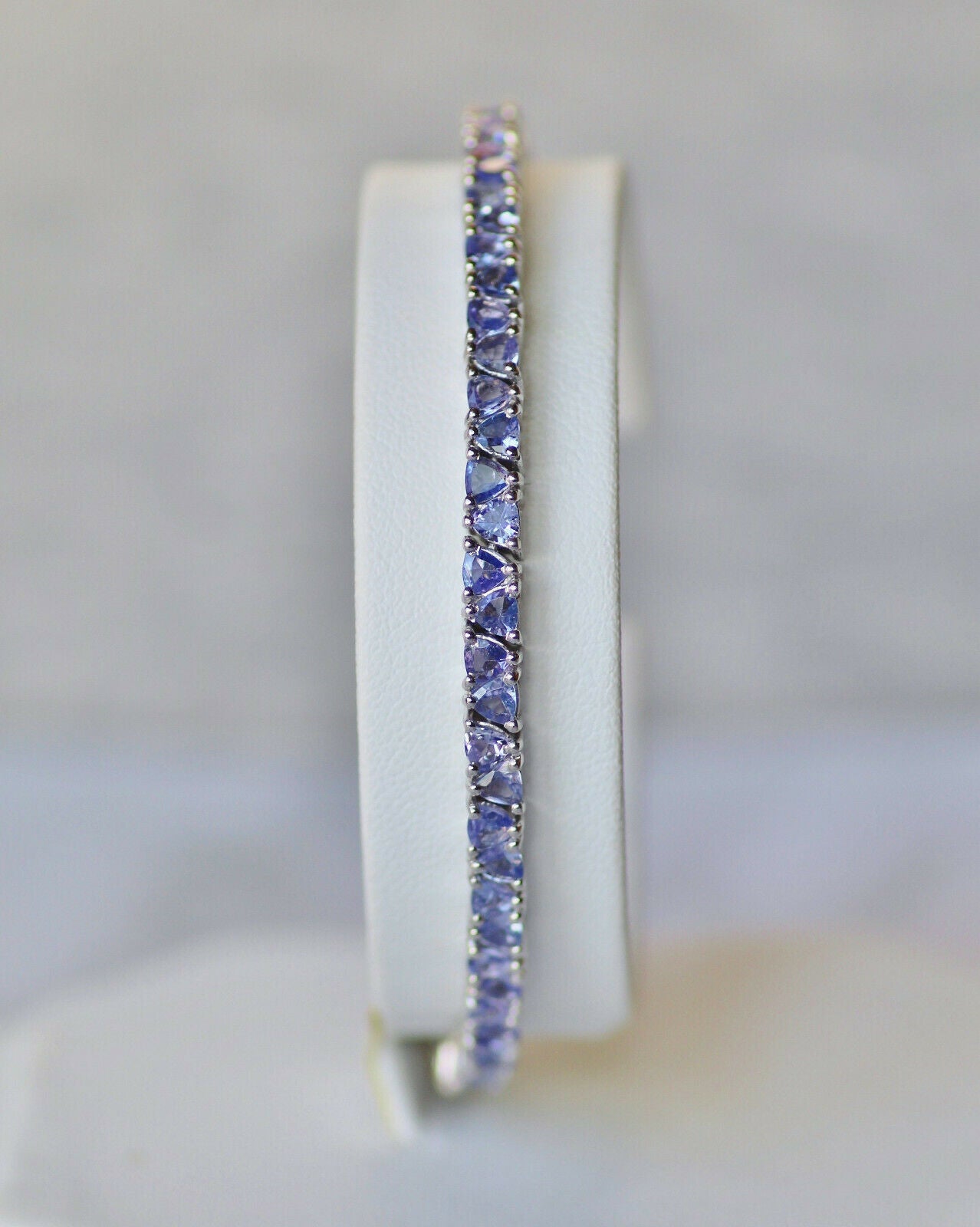 16 CT Trillion Cut Tanzanite 14k White Gold Over Tennis Link 7" Wedding Bracelet - atjewels.in