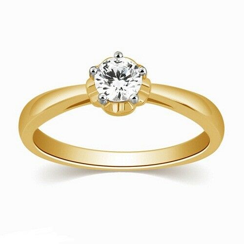 14k Yellow Gold Over Round Cut White Diamond Solitaire Anniversary Wedding Ring - atjewels.in