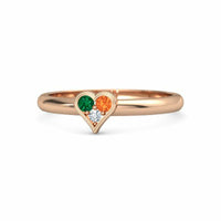 14k Rose Gold Over Round Cut Diamond Three-Stone Heart Engagement Wedding Ring - atjewels.in