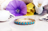 1/2 CT Round Cut Turquoise 14k Yellow Gold Over Half Eternity Wedding Band Ring - atjewels.in