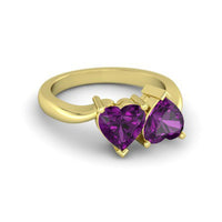 1 CT Heart Cut Amethyst 14k Yellow Gold Over Double Heart Engagement Womens Ring - atjewels.in